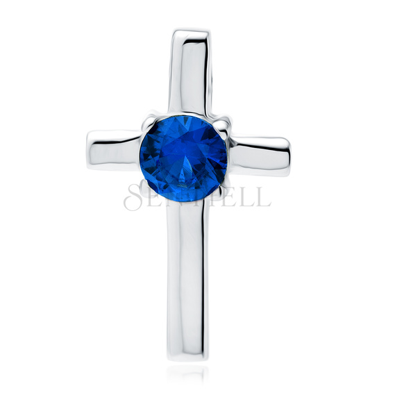 Silver (925) pendant cross with sapphire zirconia