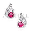 Silver (925) elegant earrings with ruby zirconia