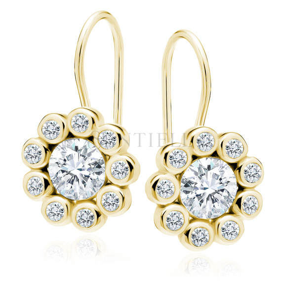 Silver (925) gold-plated earrings with white zirconia