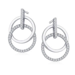 Silver (925) earrings - cirlces with zirconia