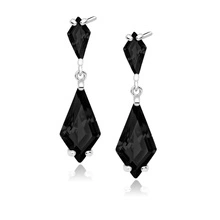 Silver (925) stylish earrings with black zirconias