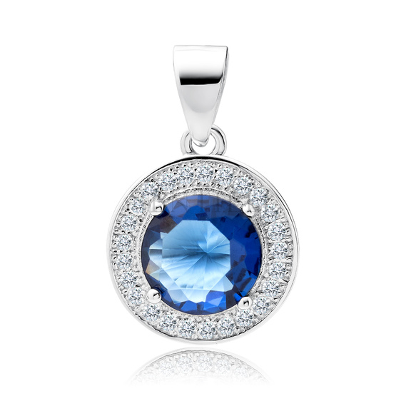 Silver (925) pendant with round sapphire zirconia