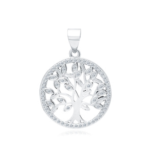 Silver (925) pendant with white zirconias - Lucky Tree