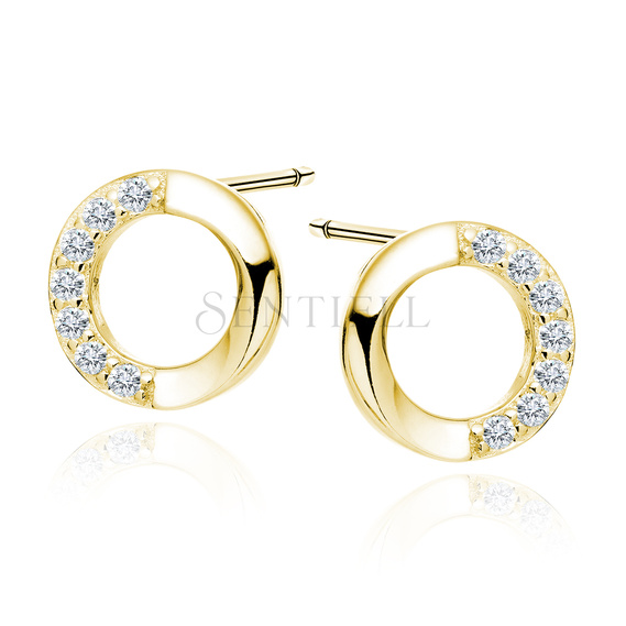 Silver (925) gold-plated earrings circles with white zirconias