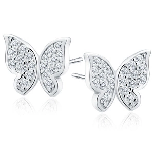 Silver (925) earings - butterfly with white zirconias