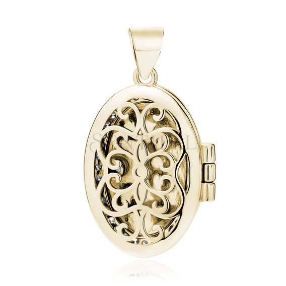 Silver (925) gold-plated polished pendant - oval shaped locket