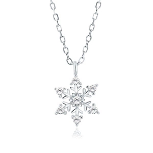 Silver (925) necklace snowflake with white zirconias