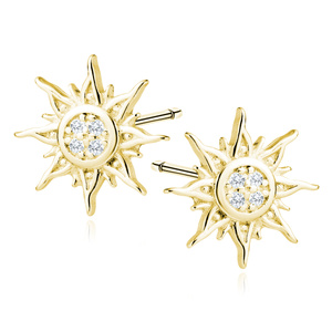 Silver (925) gold-plated earrings suns with white zirconias