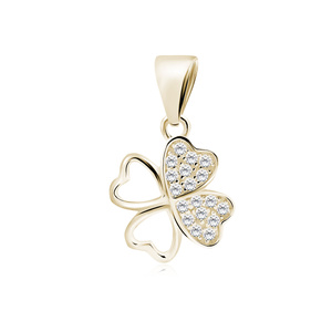 Silver (925) gold-plated pendant clover with white zirconias