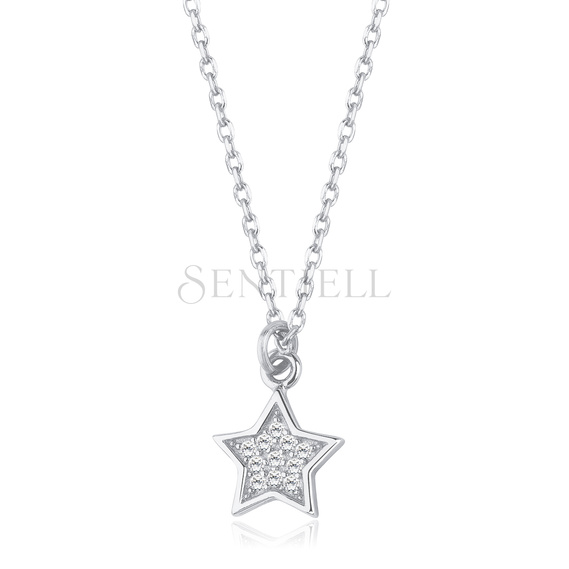 Silver (925) necklace - star with zirconia