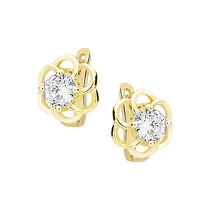 Silver (925) elegant earrings - gold-plated flowers with zirconia