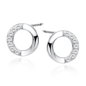 Silver (925) earrings circles with white zirconias