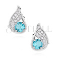 Silver (925) elegant earrings with aquamarine zirconia