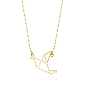 Collar Plata de ley 925 - paloma tortuga origami chapada en oro