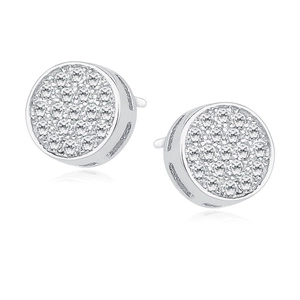 Silver (925) round earrings with zirconia