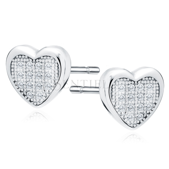 Silver (925) Earrings zirconia microsetting hearts