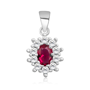 Silver (925) pendant ruby colored zirconia