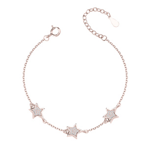 Silver (925) bracelet with stars - rose gold-plated