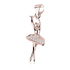 Silver (925) rose gold-plated ballerina pendant with zirconia