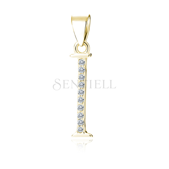 Silver (925) gold-plated pendant white zirconias - letter I