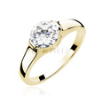 Silver (925) gold-plated ring with round white zirconia