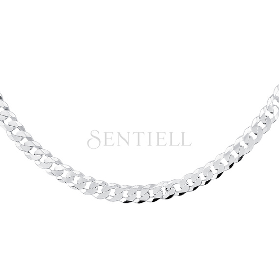 Silver (925) diamond-cut chain - curb extra flat rhodium-plated Ø 200