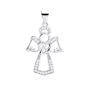 Silver (925) pendant with light pink zirconia - angel