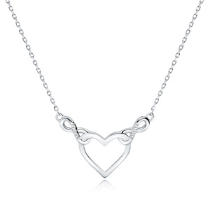 Silver (925) necklace - heart and infinities with white zirconias