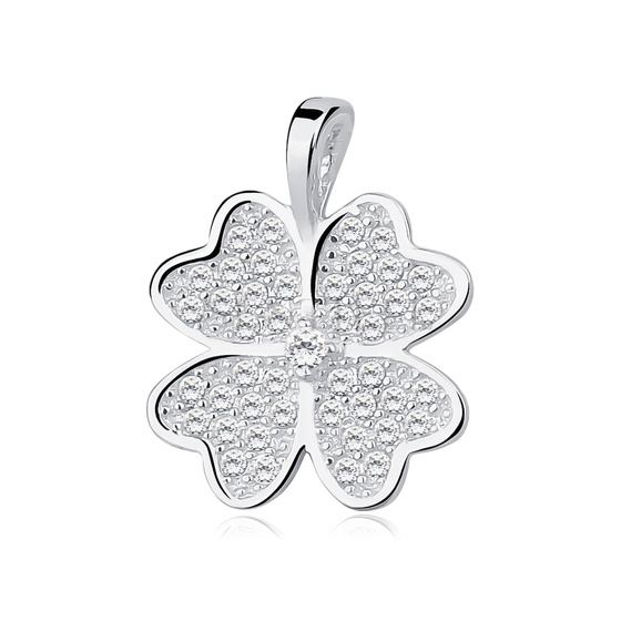 Silver (925) Clover pendant with zirconia