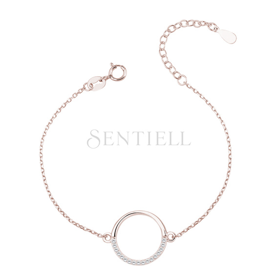 Silver (925) rose gold - plated bracelet - circle with zirconia