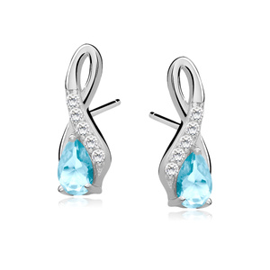 Silver (925) earrings with aquamarine zirconia