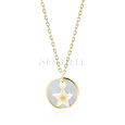 Silver (925) gold-plated necklace - star in a circle with Mother of pearl