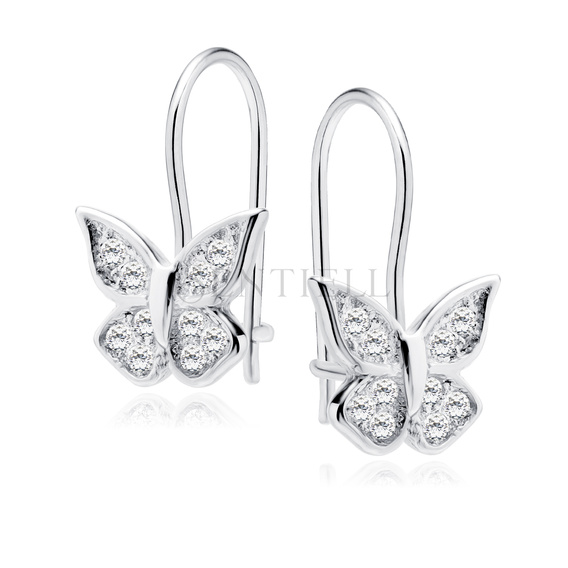 Silver (925) butterfly earrings with zirconia