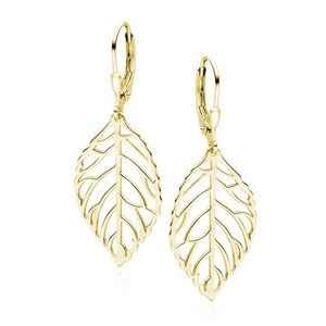 Silver (925) earrings gold-plated leaf