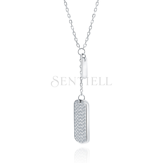 Silver (925) necklace - military tag with zirconias and badge