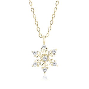 Silver (925) gold-plated necklace snowflake with white zirconias