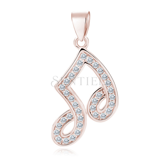 Silver (925) note pendant with zirconia - rose gold-plated