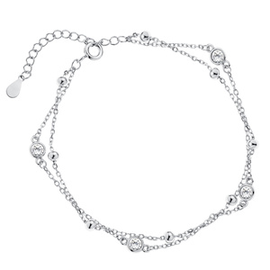Silver (925) bracelet with balls and white zirconias