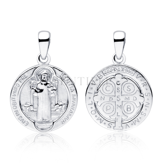 Plata de ley 925 colgante rodiado San Benito