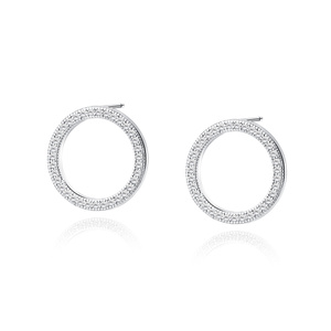 Silver (925) Earrings - cirlces with white zirconia