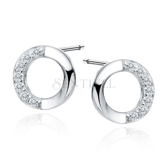 Silver (925) earrings circles with white zirconias