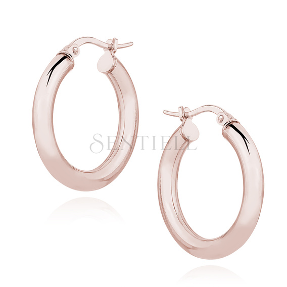 Silver (925) earrings hoops - rose gold-plated, highly polished