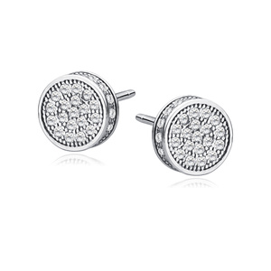 Silver (925) elegant round earrings with zirconia