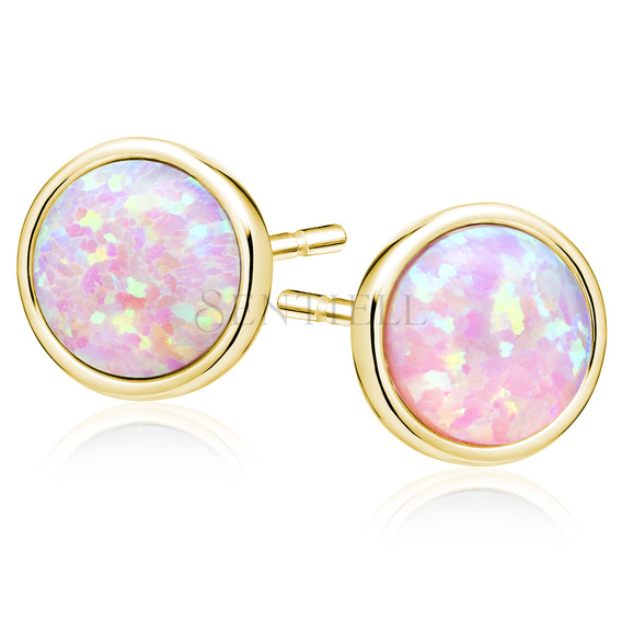 Silver (925) gold-plated earings with pink opal