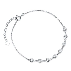 Silver (925) bracelet, circles with white zirconias