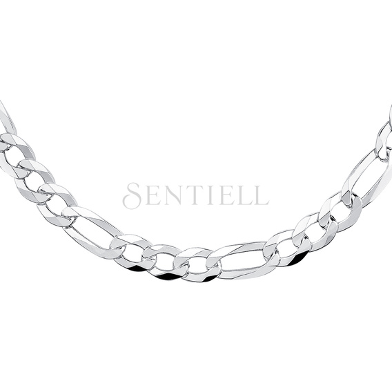 Cadena de plata de ley 925 tallada a diamante - figaro extra plana Ø 250 con baño de rodio