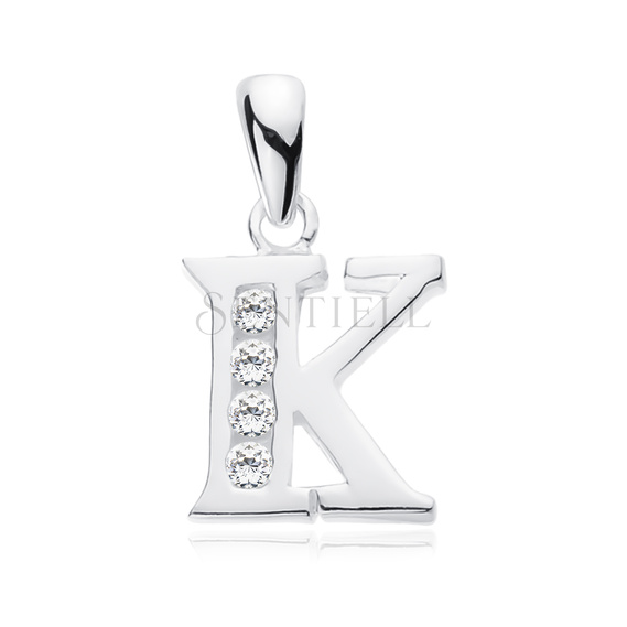 Silver (925) pendant white zirconia - letter K