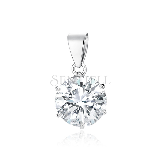 Colgante de plata de ley 925 redondo con circonita blanca diámetro - 8 mm