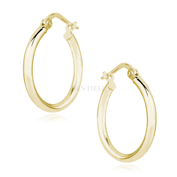 Silver (925) earrings hoops - gold-plated and highly polished