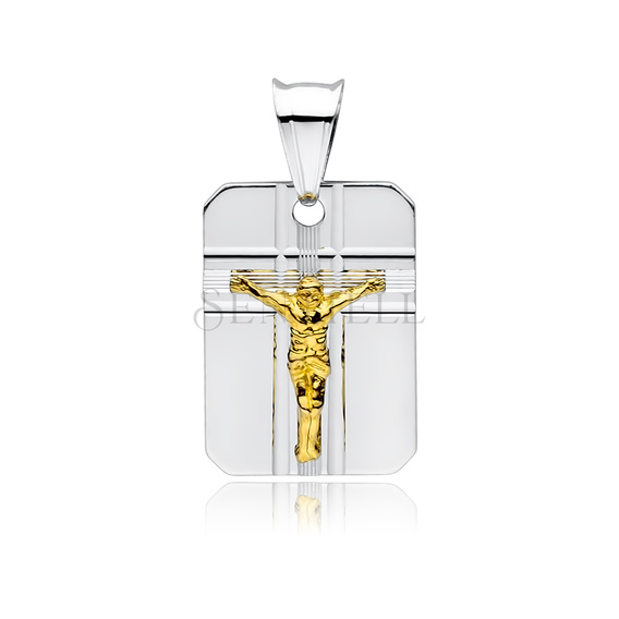 Silver (925) pendant Jesus on cross gold-plated